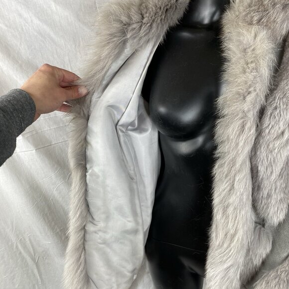 Vintage GRAY FOX FUR & SUEDE LEATHER JACKET Coat size Small Mob Wife 70s 80s - Picture 13 of 16